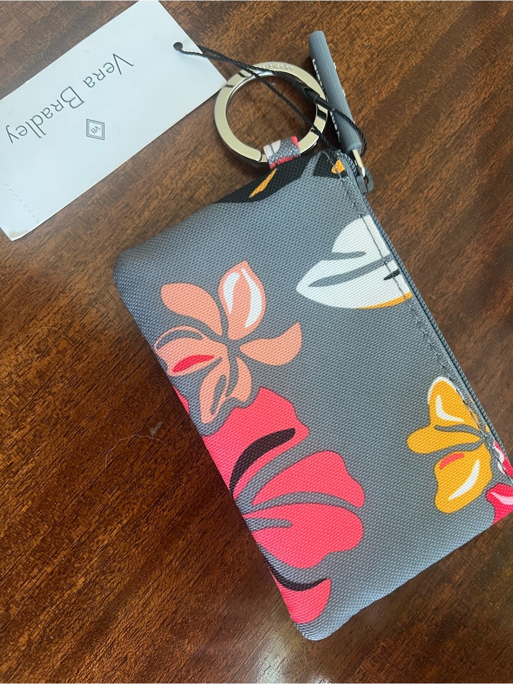 Vera Bradley new lighten up zip ID case keychain wallet coastal paradise NWT